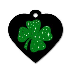 Sparkly Clover Dog Tag Heart (one Side) by Valentinaart