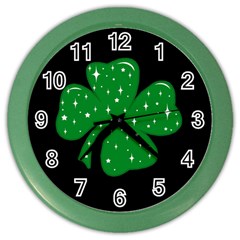 Sparkly Clover Color Wall Clocks by Valentinaart