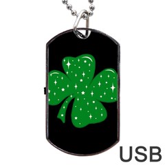 Sparkly Clover Dog Tag Usb Flash (one Side) by Valentinaart