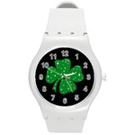 Sparkly Clover Round Plastic Sport Watch (M) Front