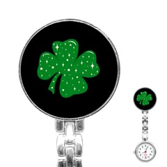 Sparkly Clover Stainless Steel Nurses Watch by Valentinaart