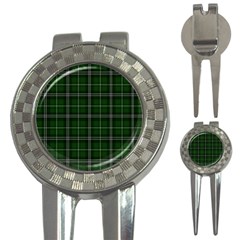 Green Plaid Pattern 3-in-1 Golf Divots by Valentinaart