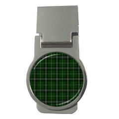 Green Plaid Pattern Money Clips (round)  by Valentinaart