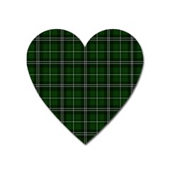 Green Plaid Pattern Heart Magnet by Valentinaart