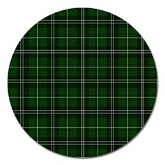 Green Plaid Pattern Magnet 5  (round) by Valentinaart