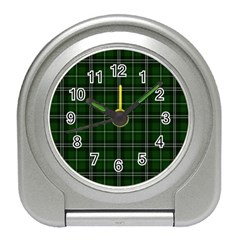 Green Plaid Pattern Travel Alarm Clocks by Valentinaart