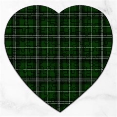 Green Plaid Pattern Jigsaw Puzzle (heart) by Valentinaart