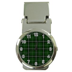 Green Plaid Pattern Money Clip Watches by Valentinaart