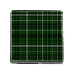 Green Plaid Pattern Memory Card Reader (square) by Valentinaart