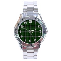 Green Plaid Pattern Stainless Steel Analogue Watch by Valentinaart