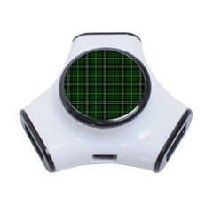 Green Plaid Pattern 3-port Usb Hub by Valentinaart