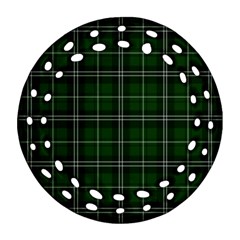 Green Plaid Pattern Ornament (round Filigree) by Valentinaart