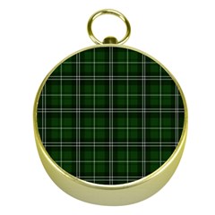 Green Plaid Pattern Gold Compasses by Valentinaart