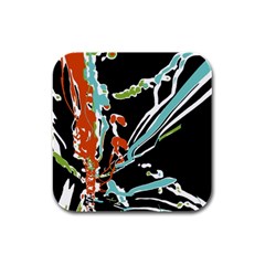 Multicolor Abstract Design Rubber Square Coaster (4 Pack)  by dflcprints