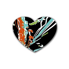 Multicolor Abstract Design Rubber Coaster (heart)  by dflcprints