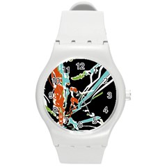 Multicolor Abstract Design Round Plastic Sport Watch (m) by dflcprints