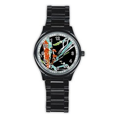 Multicolor Abstract Design Stainless Steel Round Watch by dflcprints