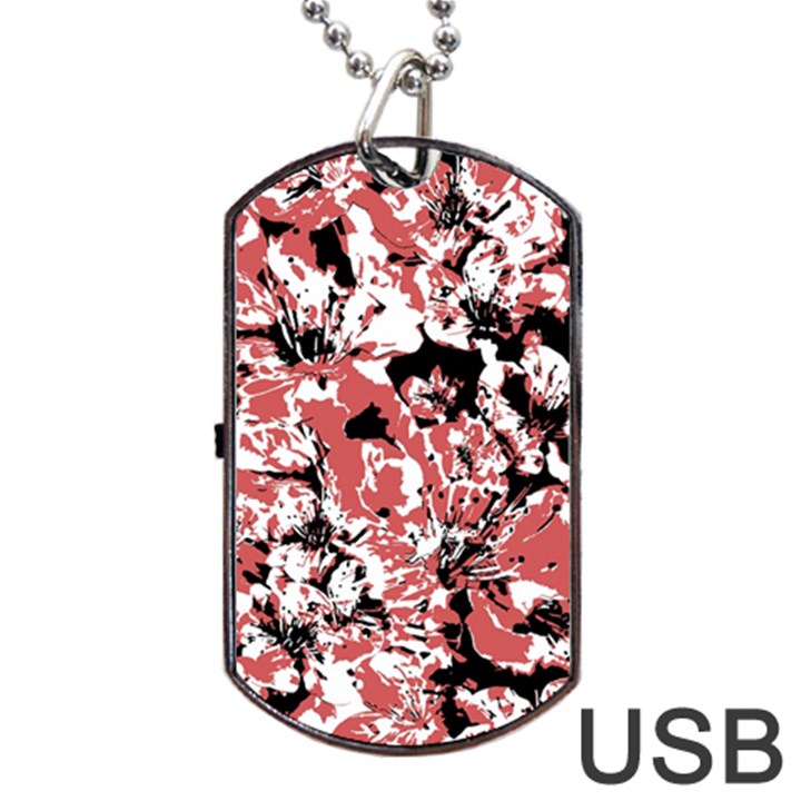 Textured Floral Collage Dog Tag USB Flash (Two Sides)