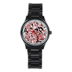 Textured Floral Collage Stainless Steel Round Watch by dflcprints