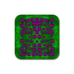 The Pixies Dance On Green In Peace Rubber Square Coaster (4 Pack)  by pepitasart