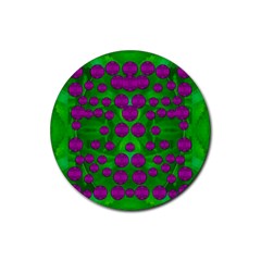 The Pixies Dance On Green In Peace Rubber Round Coaster (4 Pack)  by pepitasart