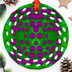 The Pixies Dance On Green In Peace Ornament (round Filigree) by pepitasart