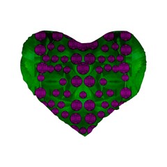 The Pixies Dance On Green In Peace Standard 16  Premium Flano Heart Shape Cushions by pepitasart