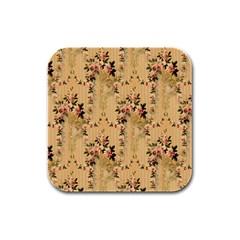 Vintage Floral Pattern Rubber Square Coaster (4 Pack)  by paulaoliveiradesign