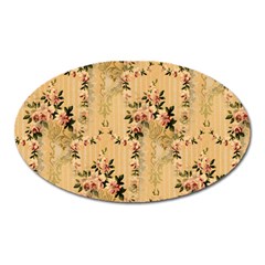 Vintage Floral Pattern Oval Magnet