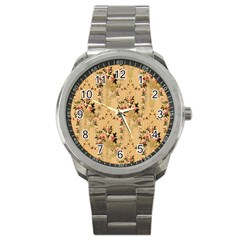 Vintage Floral Pattern Sport Metal Watch