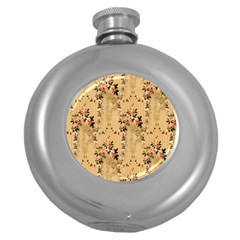 Vintage Floral Pattern Round Hip Flask (5 Oz)