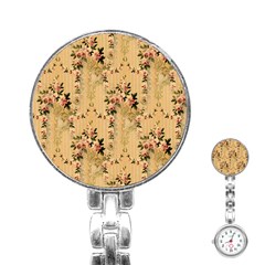 Vintage Floral Pattern Stainless Steel Nurses Watch