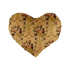 Vintage Floral Pattern Standard 16  Premium Flano Heart Shape Cushions