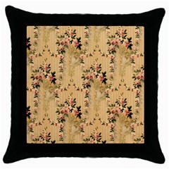 Vintage Floral Pattern Throw Pillow Case (black)