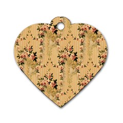 Vintage Floral Pattern Dog Tag Heart (one Side)