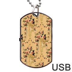 Vintage Floral Pattern Dog Tag Usb Flash (one Side) by paulaoliveiradesign