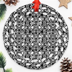 Dark Camo Style Design Round Filigree Ornament (two Sides) by dflcprints