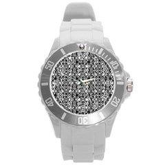 Dark Camo Style Design Round Plastic Sport Watch (l) by dflcprints