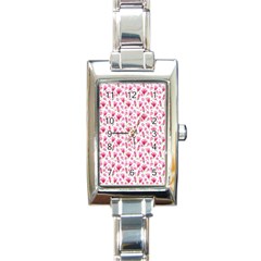 Watercolor Spring Flowers pattern Rectangle Italian Charm Watch