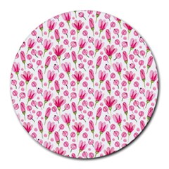 Watercolor Spring Flowers pattern Round Mousepads