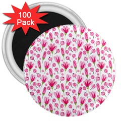 Watercolor Spring Flowers Pattern 3  Magnets (100 Pack) by TastefulDesigns