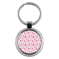 Watercolor Spring Flowers pattern Key Chains (Round) 