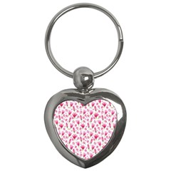 Watercolor Spring Flowers pattern Key Chains (Heart) 