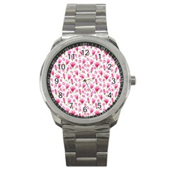 Watercolor Spring Flowers pattern Sport Metal Watch