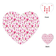 Watercolor Spring Flowers pattern Playing Cards (Heart) 