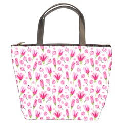 Watercolor Spring Flowers pattern Bucket Bags