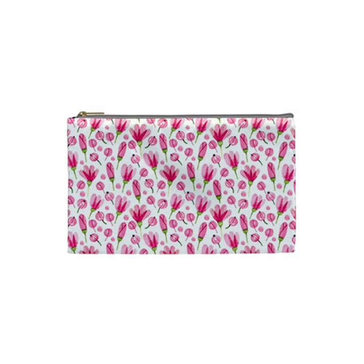 Watercolor Spring Flowers pattern Cosmetic Bag (Small) 