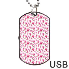 Watercolor Spring Flowers Pattern Dog Tag Usb Flash (one Side) by TastefulDesigns