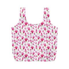 Watercolor Spring Flowers pattern Full Print Recycle Bags (M) 