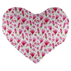 Watercolor Spring Flowers pattern Large 19  Premium Flano Heart Shape Cushions